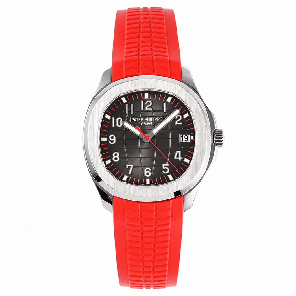 Aquanaut 5167 40mm Black Dial Red Hand Red Rubber Strap ZF A324SC